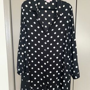 Polka Dot Button-Down Shirt - Black & White